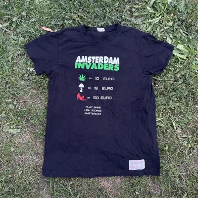 Pre-owned Vintage Y2k Adult Tee Amsterdam Invades M In Black