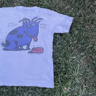 Pre-owned Vintage Y2k Adult Tee Rasta Dog Art Spot Marley S In White