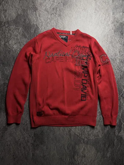 Pre-owned Vintage Y2k Archival Poem Japan Style Heavyweight Knit Sweater In Red
