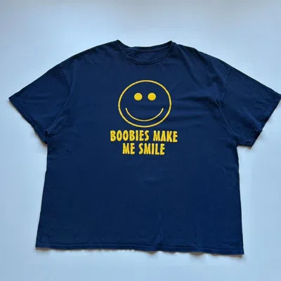 Pre-owned Vintage Y2k Boobies Make Me Smile Funny T Shirt 2xl Usa In Blue