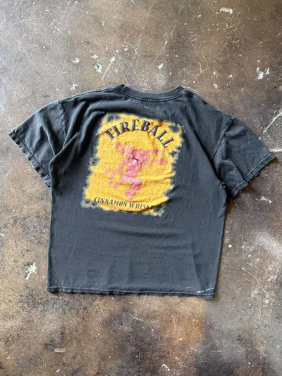 Pre-owned Vintage Y2k Crazy Fireball Whisky Liquor Promo Shirt In Black