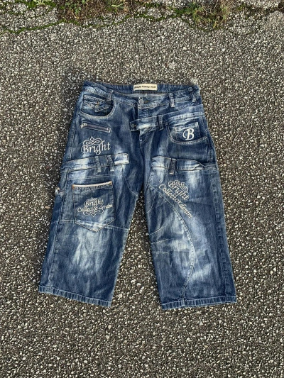 Pre-owned Vintage Y2k Drip Multipocket Baggy Denim Shorts Jeans Pants In Blue Jean
