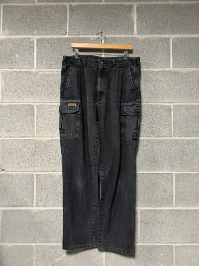 Pre-owned Vintage Y2k Faded Black Denim Cargo Pants Jeans 36