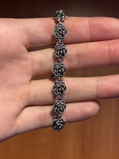 Pre-owned Vintage Y2k Rose Bracelet In Silver