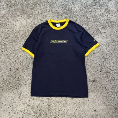 Pre-owned Vintage Y2k Rusty Surf Skate Ringer Tee Shirt Jnco Quiksilver In Blue