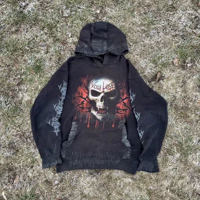 Pre-owned Vintage Y2k Tee 666 Skulls Dead Face Horror S In Black