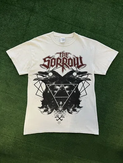 Pre-owned Vintage Y2k The Sorrow Pictogram Demon Crow T Shirt In White