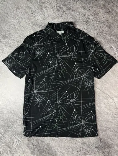 Pre-owned Vintage Y2k Web Spider Overprint Short Sleeve Shirt Japan Style In Black