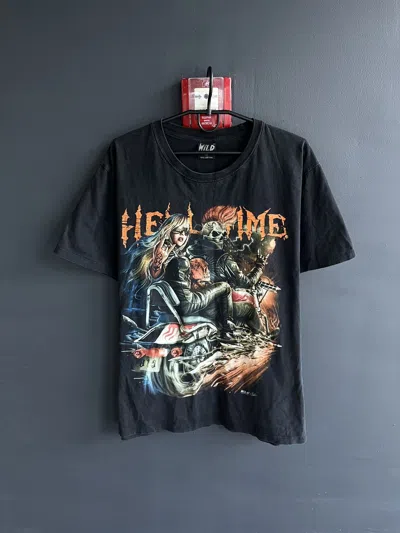 Pre-owned Vintage Y2k Wild Bikers Hell Time Ghost Rider Rock T Shirt In Black