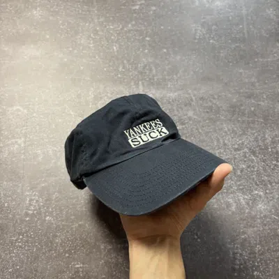 Pre-owned Vintage Yankees Suck Humour  90's Cap Melon Head In Blue