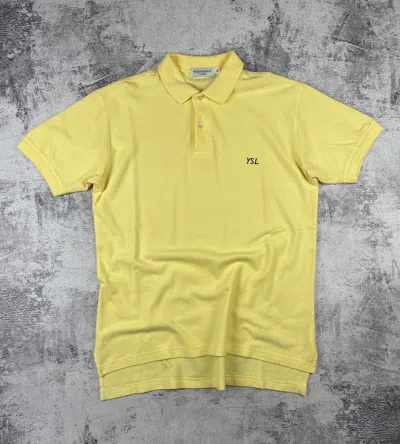 Pre-owned Vintage Ysl Logo Yves Saint Laurent Polo Luxury T-shirt In Yellow