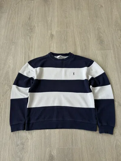 Pre-owned Vintage Ysl Sweatshirt Y2k In Blue