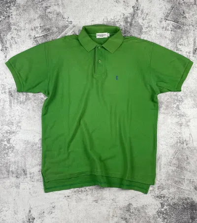 Pre-owned Vintage Ysl Yves Saint Laurent Green Polo T-shirt