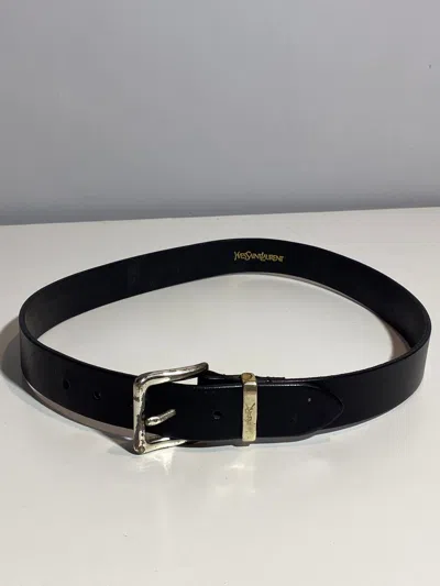 Pre-owned Vintage Yves Saint Laurent Black Leather Belt