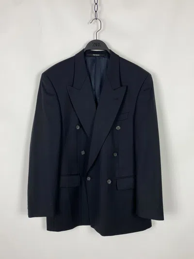 Pre-owned Vintage Yves Saint Laurent Double Breasted Blazer In Navy