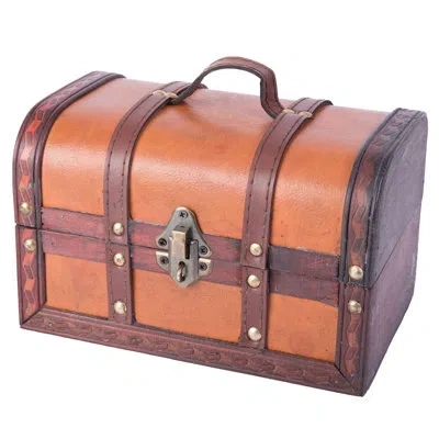 Vintiquewise Decorative Wood Leather Treasure Box