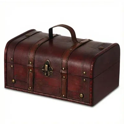 Vintiquewise Small Decorative Vintage Storage Box - Wooden Treasure Chest