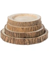 Vintiquewise Wood Tree Bark Indented Display Tray Serving Plate Platter Charger, Set Of 4