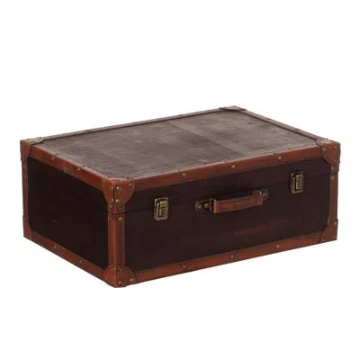 Vintiquewise Wooden Trunk With Leather Trim