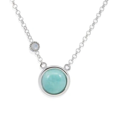 Vintouch Italy Satellite Sterling Silver Amazonite & Opal Necklace