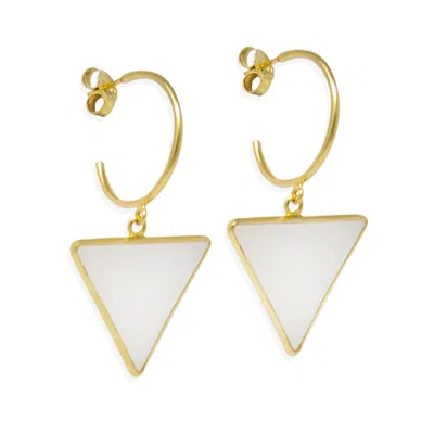 Vintouch Italy White Women Have The Power Gold-plated Hoop Earrings