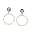 Vintouch Italy Women's Black / Gold A Perfect Circle Black Cameo And Pearl Earrings In Multi