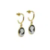 Vintouch Italy Women's Black / Gold Gold-plated Black Mini Cameo Hoop Earrings In Multi
