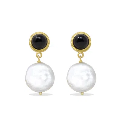 Vintouch Italy Women's Black Gold-plated Onyx & Keshi Pearl Earrings