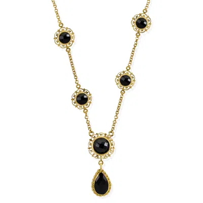 Vintouch Italy Women's Black / Gold Taormina Onyx Necklace In Multi