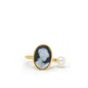 Vintouch Italy Women's Black Mini Cameo & Pearl Ring In Black