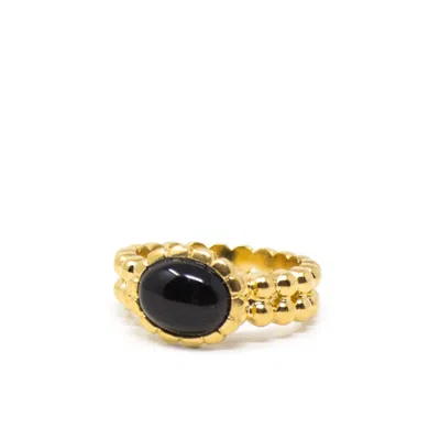 Vintouch Italy Women's Black Onyx Beady Band Ring
