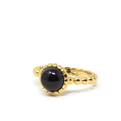 Vintouch Italy Women's Black Onyx Beady Stacking Ring