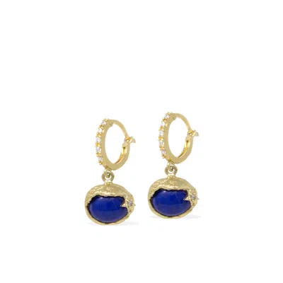 Vintouch Italy Women's Blue Ad Astra Gold-plated Lapis Lazuli Mini Hoop Earrings