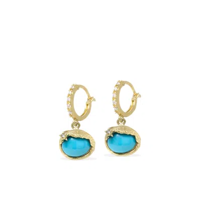 Vintouch Italy Women's Blue Ad Astra Gold-plated Turquoise Mini Hoop Earrings