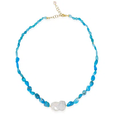 Vintouch Italy Women's Blue Azzurra Turquoise & Pearl Necklace