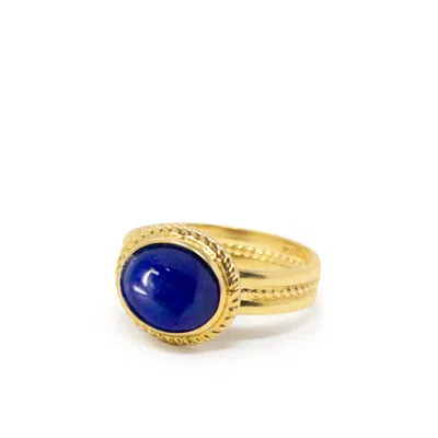 Vintouch Italy Women's Blue / Gold Fascetta Gold-plated Lapis Ring In Multi