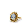 Vintouch Italy Women's Blue / Gold Gold-plated Sky Blue Mini Cameo Beaded Ring In Multi