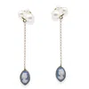 Vintouch Italy Women's Blue / Gold Lilith Gold-plated Sky Blue Cameo And Pearl Drop Earrings In Multi