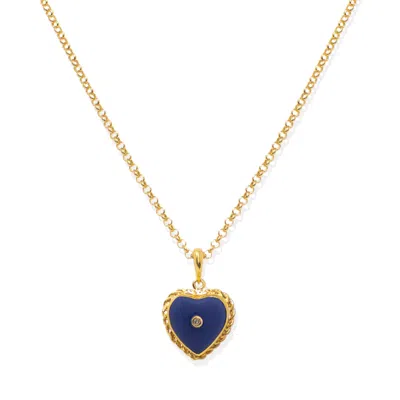 Vintouch Italy Women's Blue / Gold Lovelight Gold-plated Blue Heart Necklace In Multi