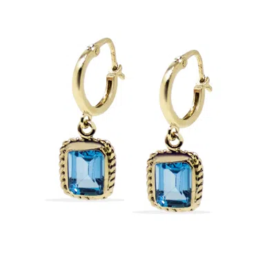 Vintouch Italy Women's Blue / Gold Luccichio Gold Vermeil Blue Topaz Hoop Earrings In Multi