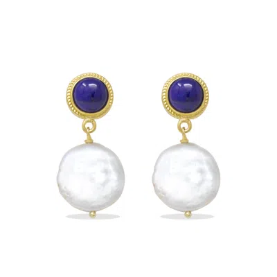 Vintouch Italy Women's Blue Gold-plated Lapis & Keshi Pearl Earrings