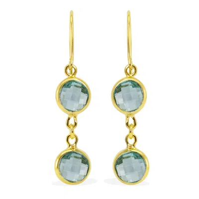 Vintouch Italy Women's Blue / Gold Positano Gold-plated Sky Blue Topaz Drop Earrings In Multi