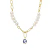 Vintouch Italy Women's Blue / Gold Simonetta Blue Cameo And Pearl Necklace In Multi
