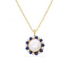 Vintouch Italy Women's Blue / Gold / White Lotus Gold-plated Baroque Pearl And Lapis Necklace In Multi