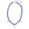 Vintouch Italy Women's Blue / Gold / White Santorini Necklace In Lapis And Turquoise In Multi