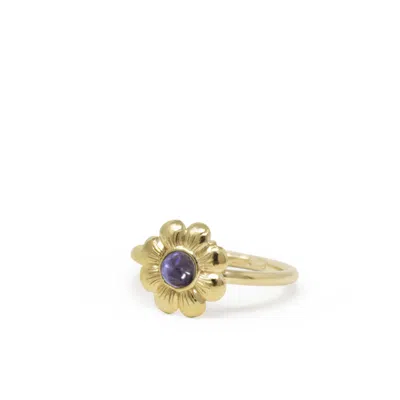 Vintouch Italy Women's Blue Mini Flower Gold-plated Iolite Ring