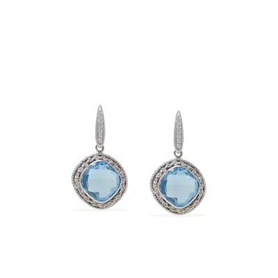 Vintouch Italy Women's Blue / Silver Demetra Blue Topaz Earrings In Multi