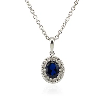 Vintouch Italy Women's Blue / Silver Luccichio Blue Agate Pendant Necklace In Multi