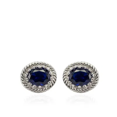 Vintouch Italy Women's Blue / Silver Luccichio Blue Agate Stud Earrings In Multi