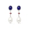 Vintouch Italy Women's Blue / Silver / Pink Lapis, Pink Quartz & Pearl Drop Earrings In Multi
